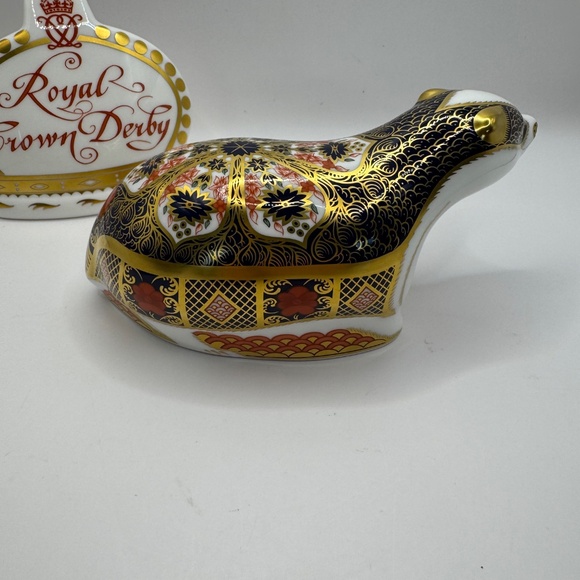 Royal Crown Derby Imari Badger bone china paperweight figurine gold stopper EUC - Picture 4 of 9